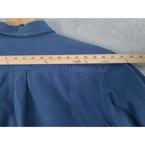L.L.Bean Mens XL Blue Flannel Shirt Button Down Long‎ Sleeve Two Pocket Heavy - Picture 8 of 10